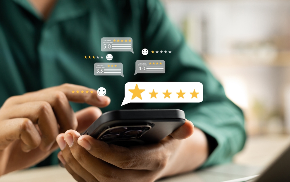 customer rating business on mobile phone